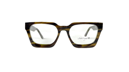 Tortoiseshell eyeglasses on a white background